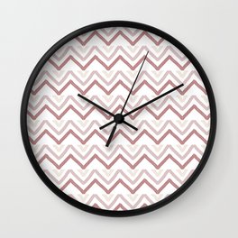 Hand Drawn Watercolor Burgundy And Pastel Pink Chevron Pattern,Zigzag,Geometric,Abstract,Retro Wall Clock