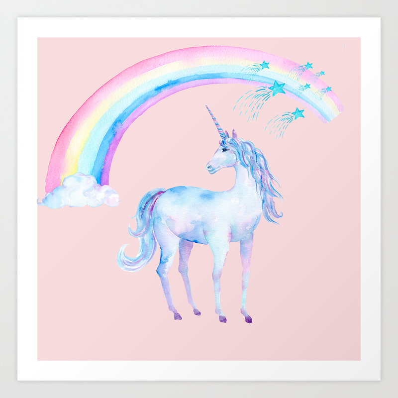Unicorn And Rainbows Art Print By Susanlinkphotography Society6