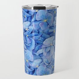 Blue Hydrangea Watercolor - Flower Market Poster Travel Mug