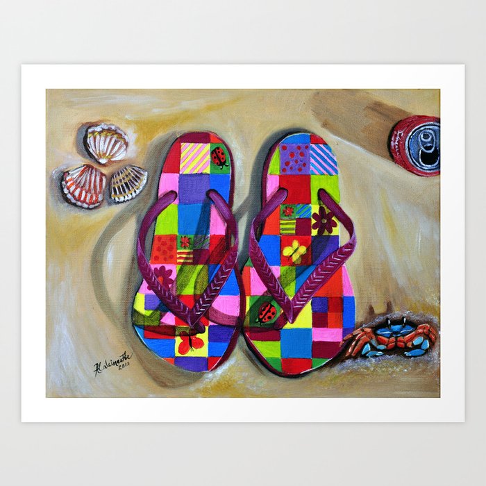 Beach Sandals Girls Fine Art Print Girls Room Whimsical Wall