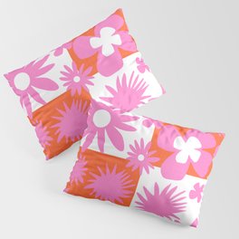 Wild Spring Flowers Hot Pink Checkerboard Pillow Sham