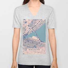 Burlington vintage city map V Neck T Shirt