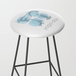 Yoga day workout silhouettes on watercolor paint splashes	 Bar Stool