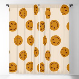 70s Retro Smiley Face Pattern Blackout Curtain