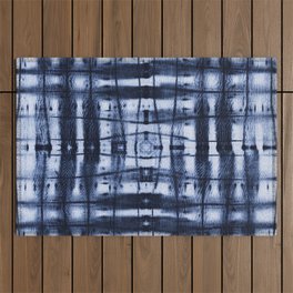 Square indigo shibori Outdoor Rug