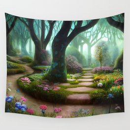 Magical Forest, Fairy Garden, Fairytale Art Wall Tapestry