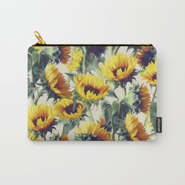 Sunflowers Forever Carry-All Pouch | Pattern, Leaves, Illustration, Green, Flowers, Painted, Yellow, Sunflower, Tropical, Micklyn 