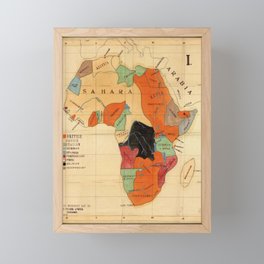 1908 Colonization Map of African Continent Color Coded by Occupying Country  Framed Mini Art Print