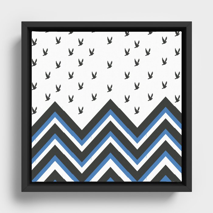 Birds and Chevrons Framed Canvas