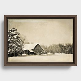 Winter Barn Framed Canvas