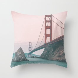 The Golden Gate Throw Pillow | Coastal, Golden Gate Bridge, San Francisco, Waves, Photography Nature, Baker Beach, Outdoor California, Sea, Seascape, Bed Bath Living Vibe 