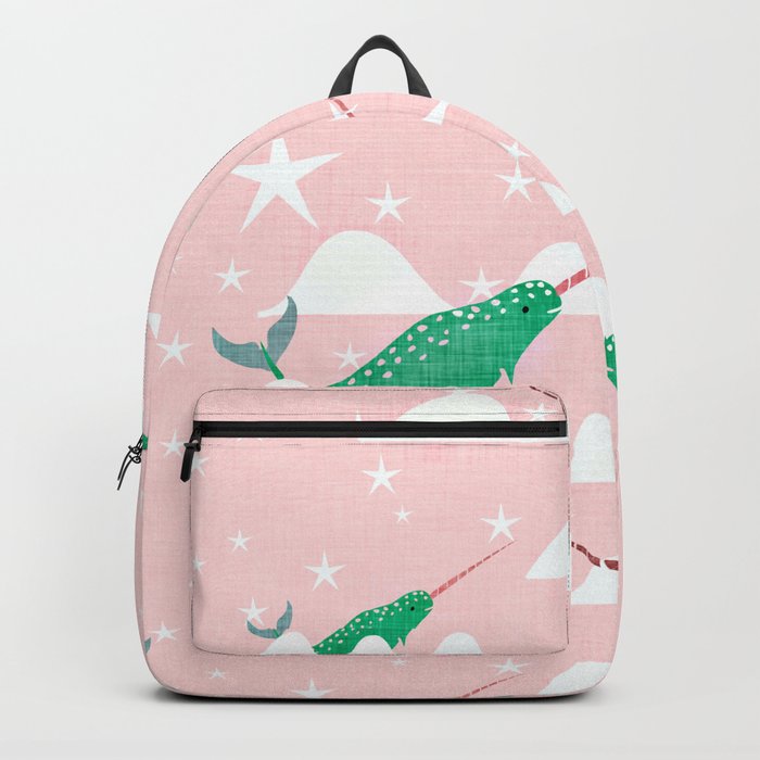 Sea unicorn - Narwhal green and pink Backpack