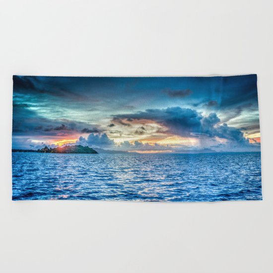 Bora Bora Polynesia sunset Beach Towel