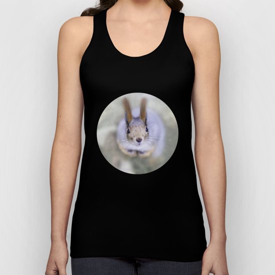Squirrel looks at you from the bottom up Unisex Tank Top