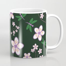 Cherry Blossom Season Purple Flowers on Green Background Coffee Mug