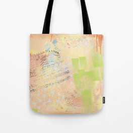 Mixed media orange green music Tote Bag