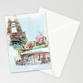 Paris Café in Spring Stationery Cards