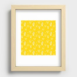 Yellow and White Hand Drawn Dog Puppy Pattern Recessed Framed Print