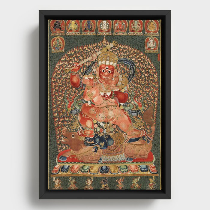 Yamari Rakta Buddhist Deity Heruka 1400s Framed Canvas