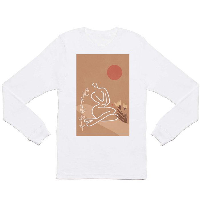 Woman in Nature Illustration Long Sleeve T Shirt