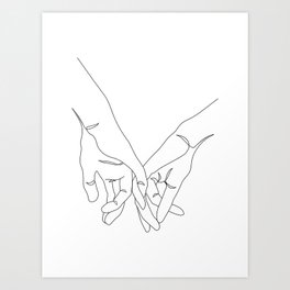 Hands Couple One Line Art Print