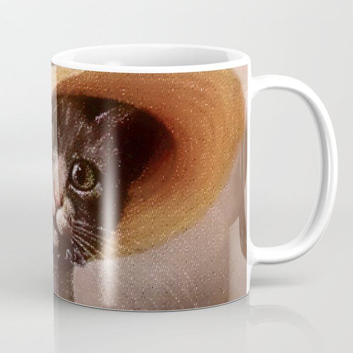 Victorian Cat with Straw Hat by Arthur Theile Coffee Mug