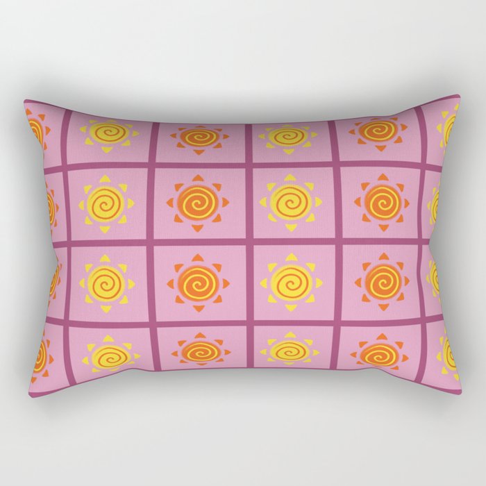 purple checked sun pattern Rectangular Pillow