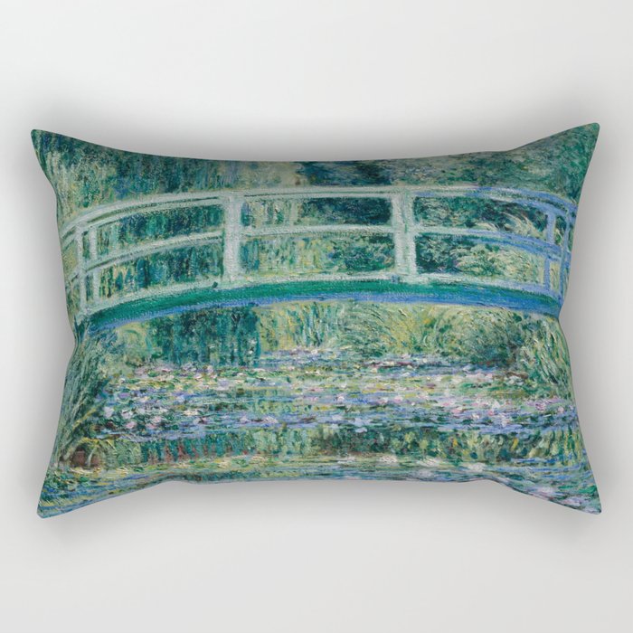Water Lilies And Bridge Painting Rectangular Pillow