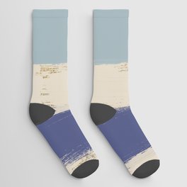 Watercolor navy blue gray ivory gold brushstrokes Socks