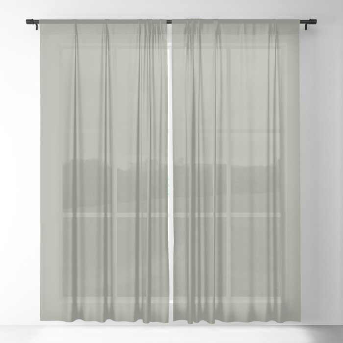 Peaceful Neutral Green Solid Color Pairs To Sherwin Williams Jade Dragon SW 9129 Sheer Curtain