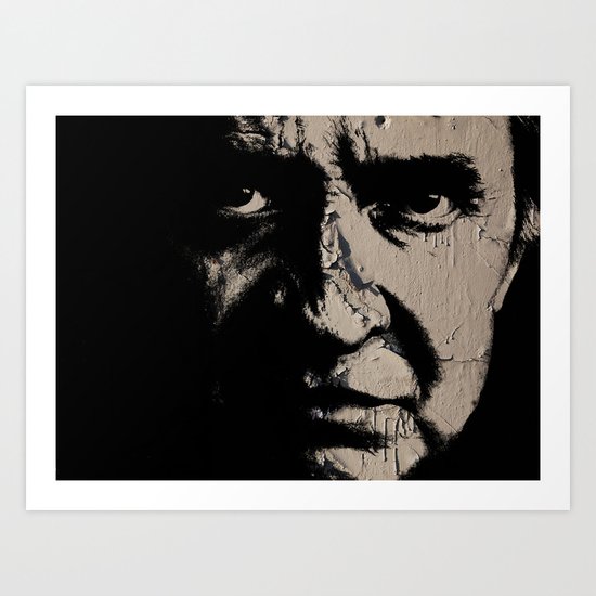 Johnny Cash Cracked Paint Art Print