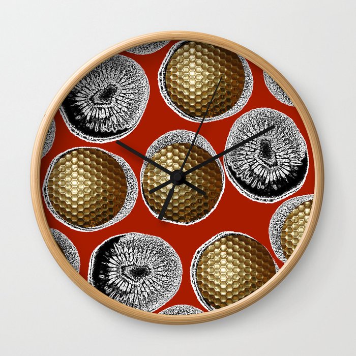 RED, WHITE & GOLD Wall Clock