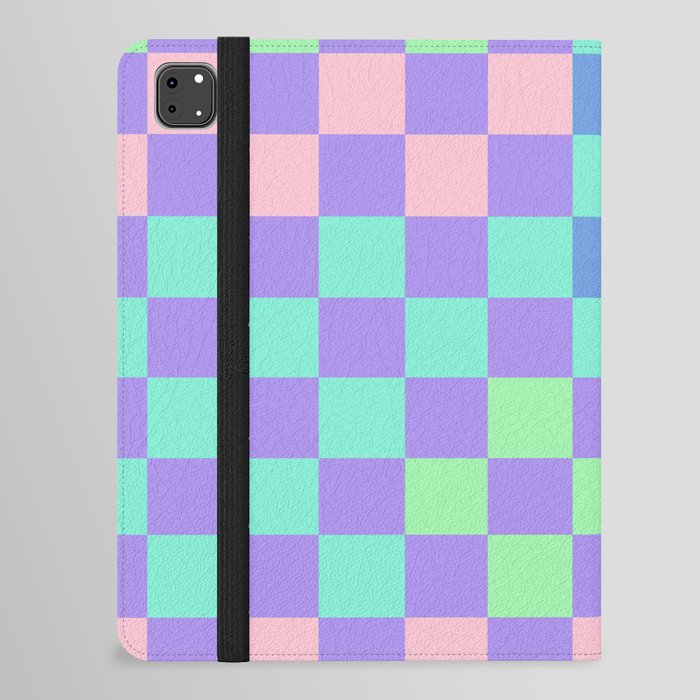 Mauve Mojito Color Block Check Pattern iPad Folio Case