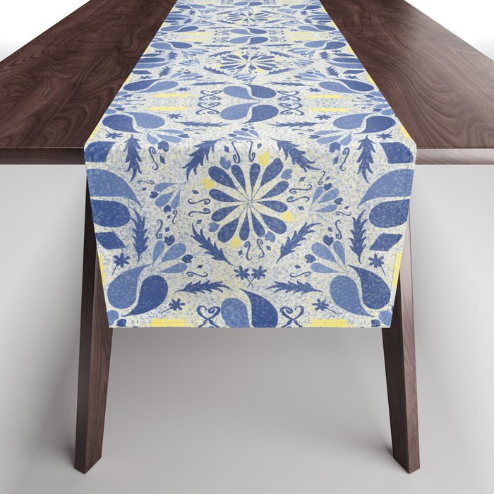 Blue and Yellow Mosaic Table Runner