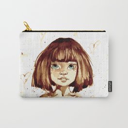 Stained soul // Cute girl coffee art // Hand painted  Carry-All Pouch