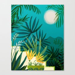 Rainforest With Moonlight Tropical Night Series #3 Canvas Print