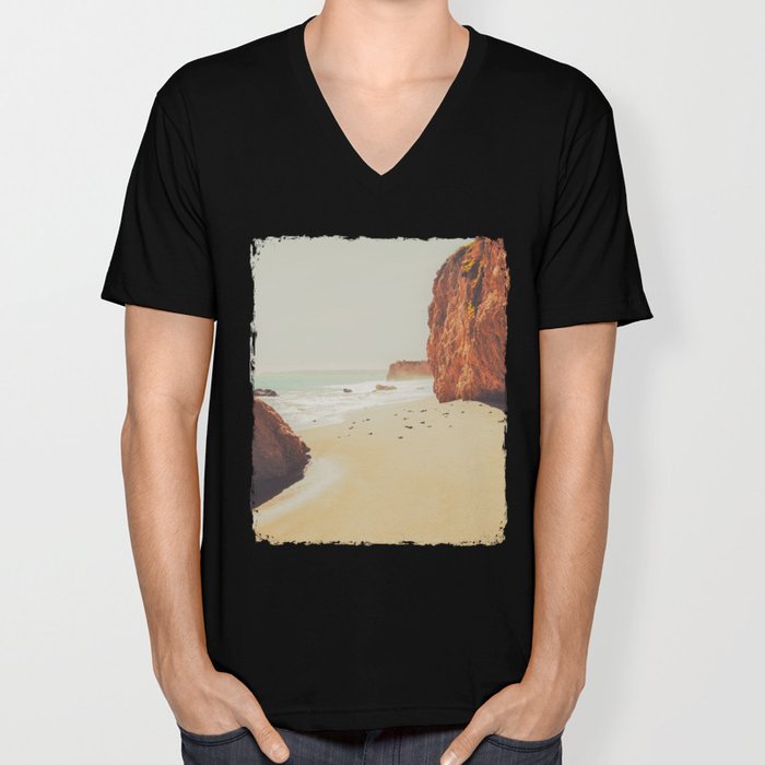 Beach Day - Ocean, Coast - Landscape Nature Photography V Neck T Shirt by  Stay Positive Design