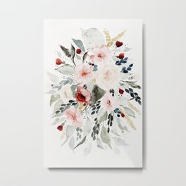 Loose Watercolor Bouquet Metal Print | Painting, Beautiful, Floral, Botany, Curated, Leaves, Elegant, Flora, Eucalyptus, Roses 