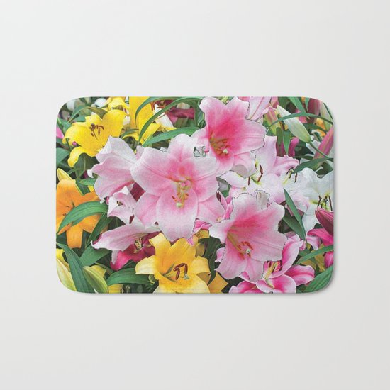 SPRING LILIES FLOWER GARDEN MEDLY Bath Mat