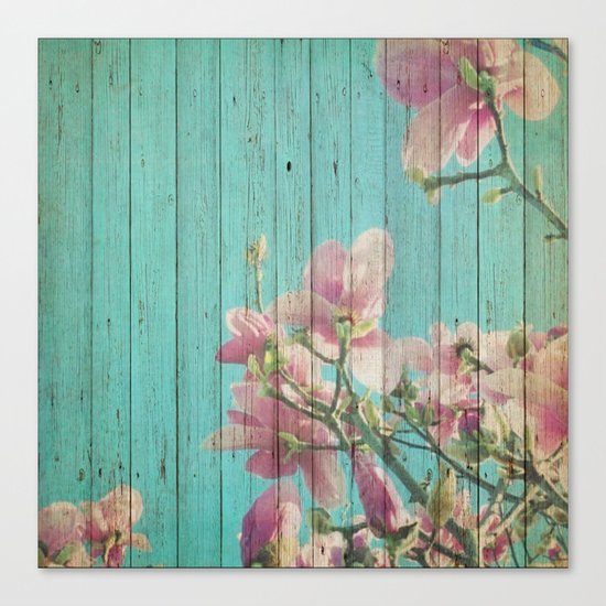Sweet Flowers on Wood 08 Canvas Print