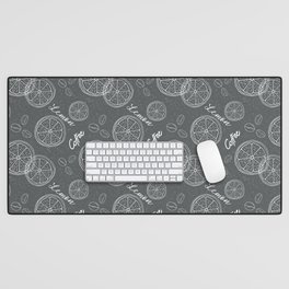  Lemon slices with coffee beans on a grey background Desk Mat