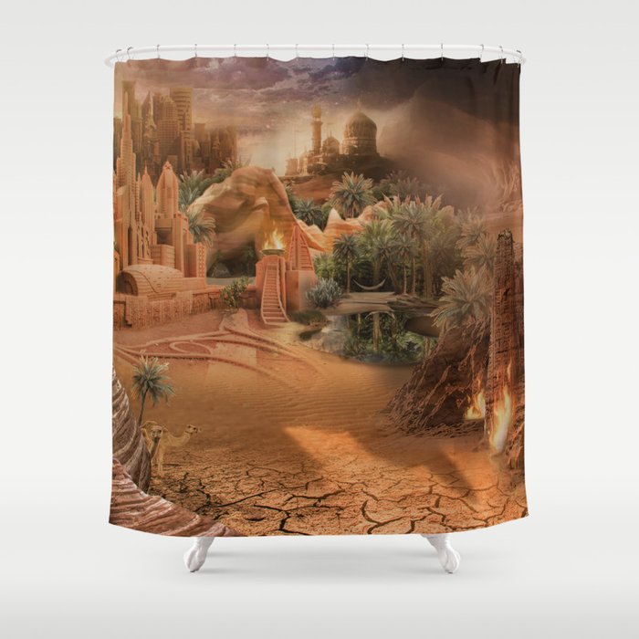 Desert paradise on the edge of Hell - Sandstorm Shower Curtain