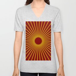 sun with maroon background V Neck T Shirt