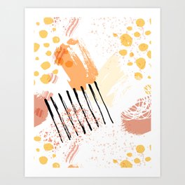Mid Century Modern Abstract Blush and Gold Pattern IV Art Print