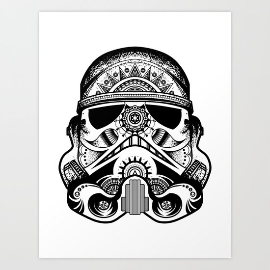 Mandala Stormtrooper - Black. A loyal solider. Art Print