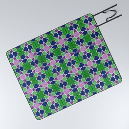 Islamic geometric star motif in green, blue and purple Picnic Blanket