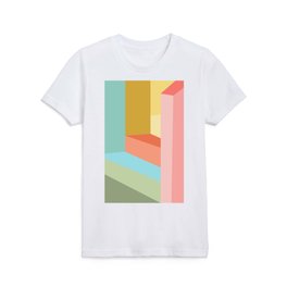 Abstract Geometry Steps in Beachy Pastels Kids T Shirt