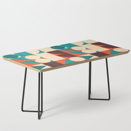 Abstract Geometric Mid Century Modern Pattern - Brown, Yellow and Green Coffee Table
