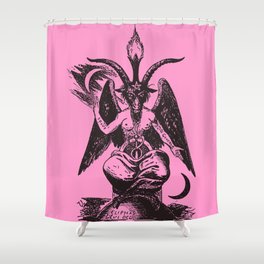 Black and Pink Baphomet Shower Curtain