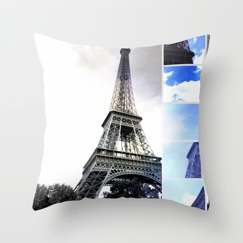 Eiffel Tower Paris In Black And White With Blue Stripe Throw